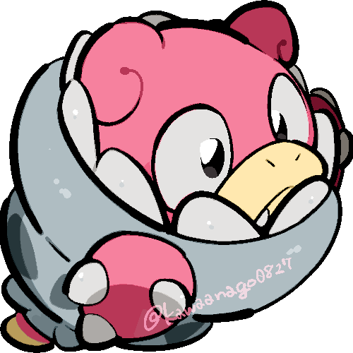 kawaanago, mega slowbro, slowbro, nintendo, pokemon, commentary request, lowres, chibi, chibi only, closed mouth, full body, gen 1 pokemon, mega pokemon, no humans, nostrils, pokemon (creature), pokemon focus, solo, transparent background, twitter username