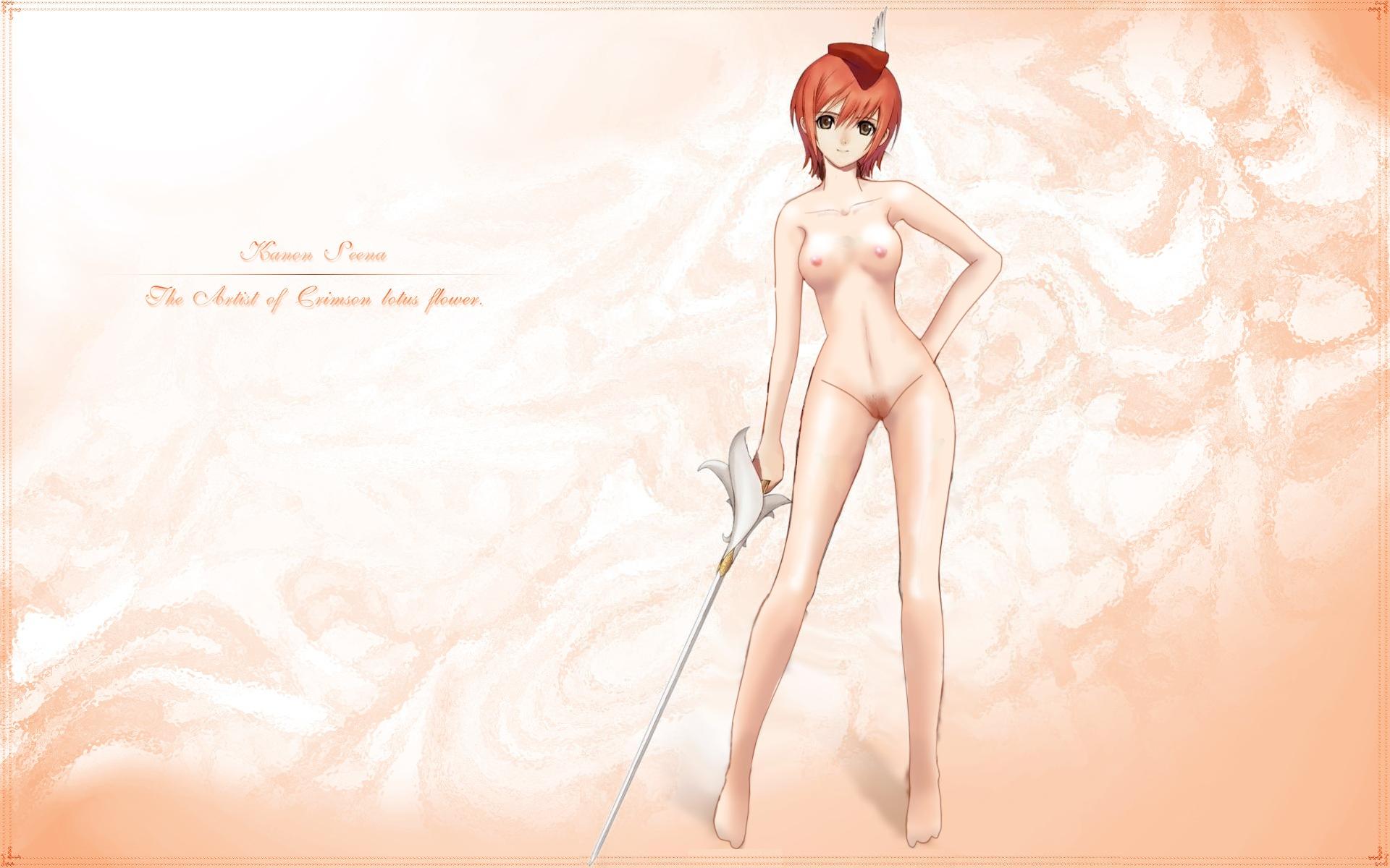 sega, shining (series), shining wind, highres, tagme, third-party edit, 1girl, breasts, female focus, legs, nude, solo, standing, uncensored