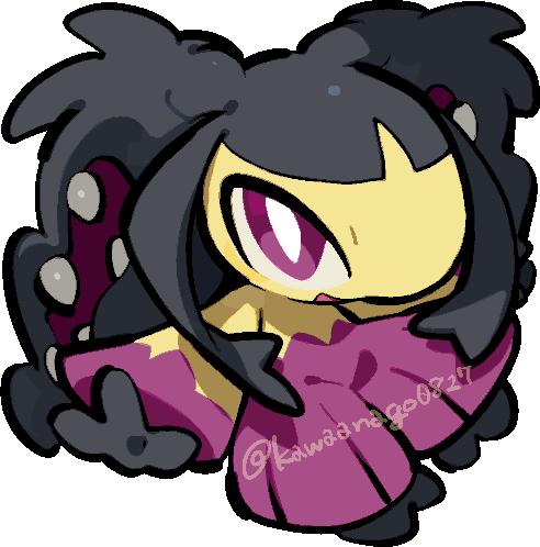 kawaanago, mawile, mega mawile, nintendo, pokemon, commentary request, lowres, bright pupils, chibi, chibi only, full body, gen 3 pokemon, mega pokemon, open mouth, pink eyes, pokemon (creature), pokemon focus, solo, transparent background, twitter username, white pupils