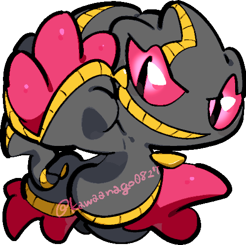 kawaanago, banette, mega banette, nintendo, pokemon, commentary request, lowres, chibi, chibi only, closed mouth, full body, gen 3 pokemon, mega pokemon, no humans, pokemon (creature), pokemon focus, smile, solo, transparent background, twitter username