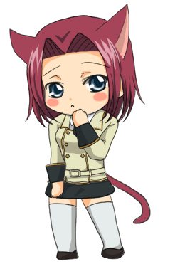 sinko (sinsin), kouzuki kallen, code geass, animated, animated gif, lowres, 00s, 1girl, animal ears, blush, cat ears, cat tail, chibi, female focus, solo, tail