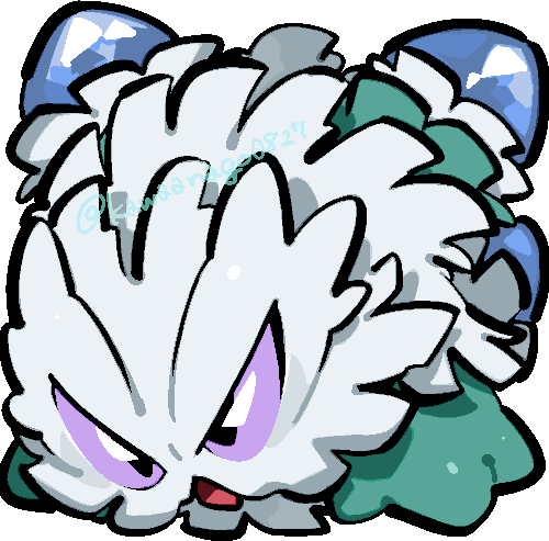 kawaanago, abomasnow, mega abomasnow, nintendo, pokemon, commentary request, lowres, chibi, chibi only, full body, gen 4 pokemon, mega pokemon, no humans, open mouth, pokemon (creature), pokemon focus, solo, transparent background, twitter username, v-shaped eyes