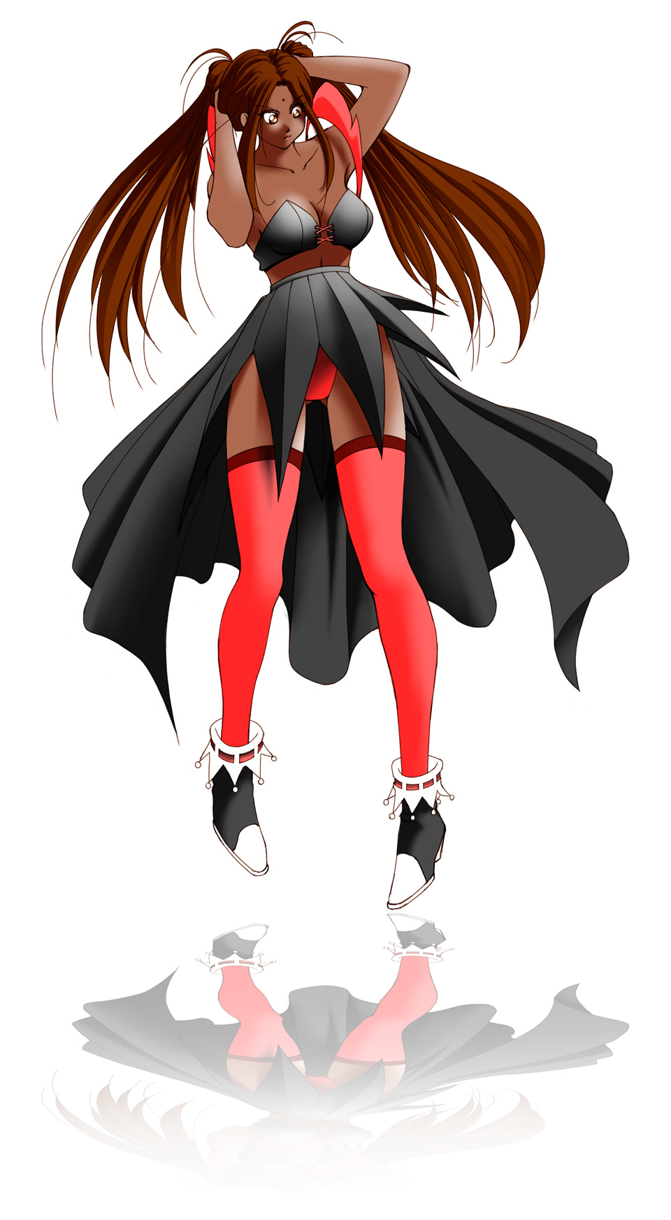 sania, sania (arc the lad), arc the lad, arc the lad ii, highres, 1girl, dark-skinned female, dark skin, female focus, solo, white background