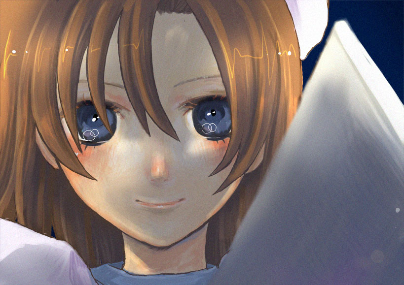 ryuuguu rena, higurashi no naku koro ni, tagme, 00s, blue eyes, brown hair, portrait, solo