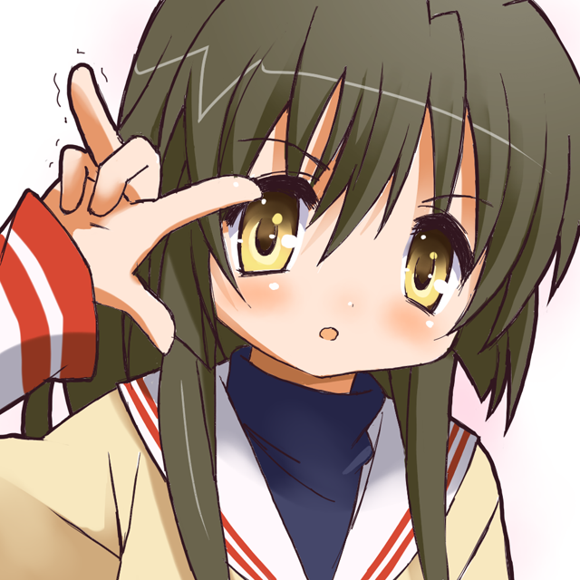 9law, ibuki fuuko, clannad, macross, macross frontier, bad id, bad pixiv id, m/, parody, school uniform, seikan hikou, serafuku, solo