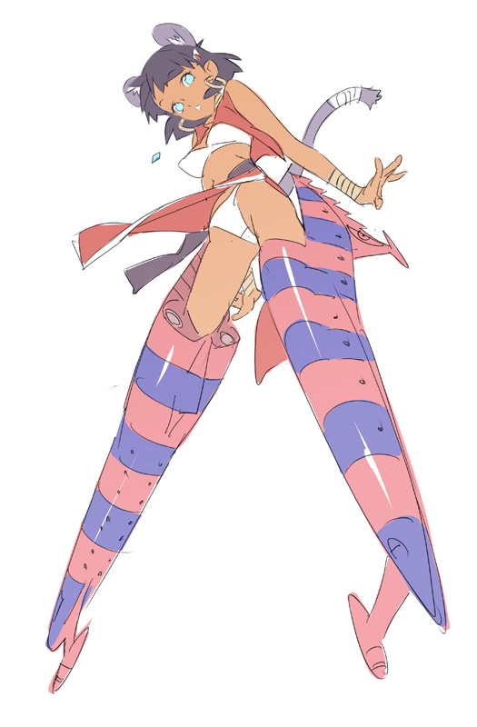 nishieda, nadia la arwall, fushigi no umi no nadia, strike witches, world witches series, bad id, bad pixiv id, 1girl, animal ears, aqua eyes, bandeau, bandeau bikini, bikini, black hair, blue eyes, bracelet, crossover, female focus, jewelry, lion ears, mouse ears, neck ring, parody, short hair, simple background, solo, strapless, striker unit, swimsuit, tail, tube top, vest