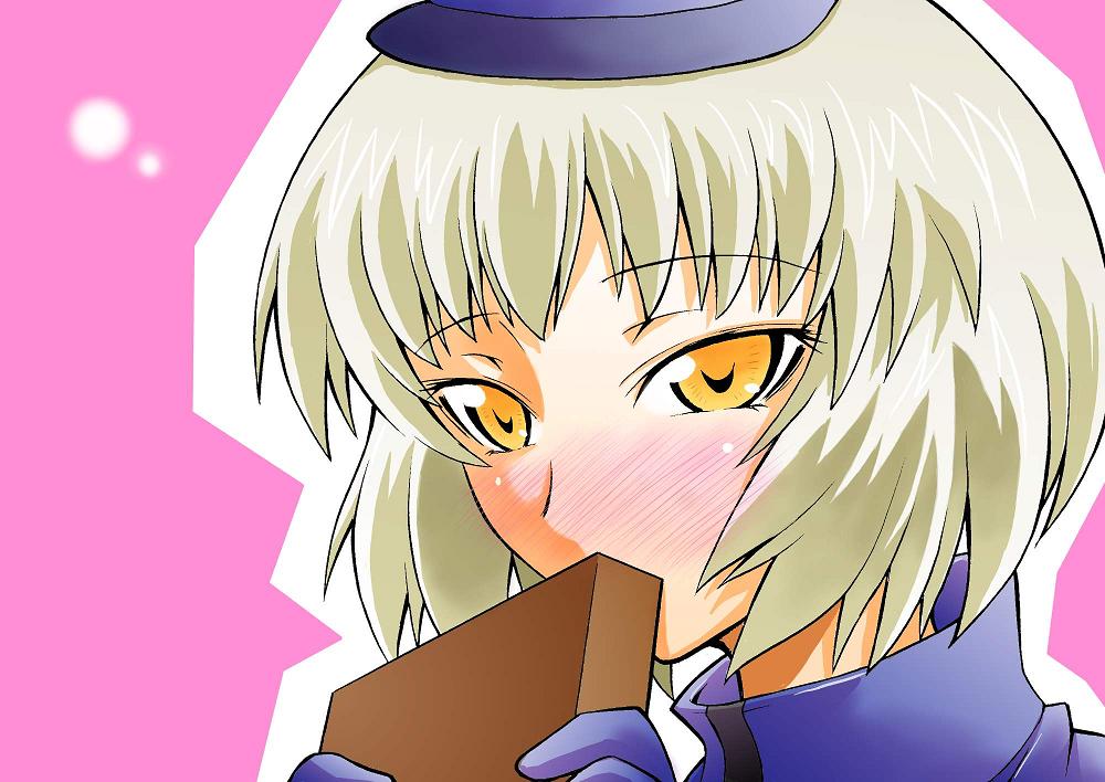 segami daisuke, elizabeth (persona), atlus, persona, persona 3, silver hair, 1girl, blush, female focus, portrait, simple background, solo, yellow eyes