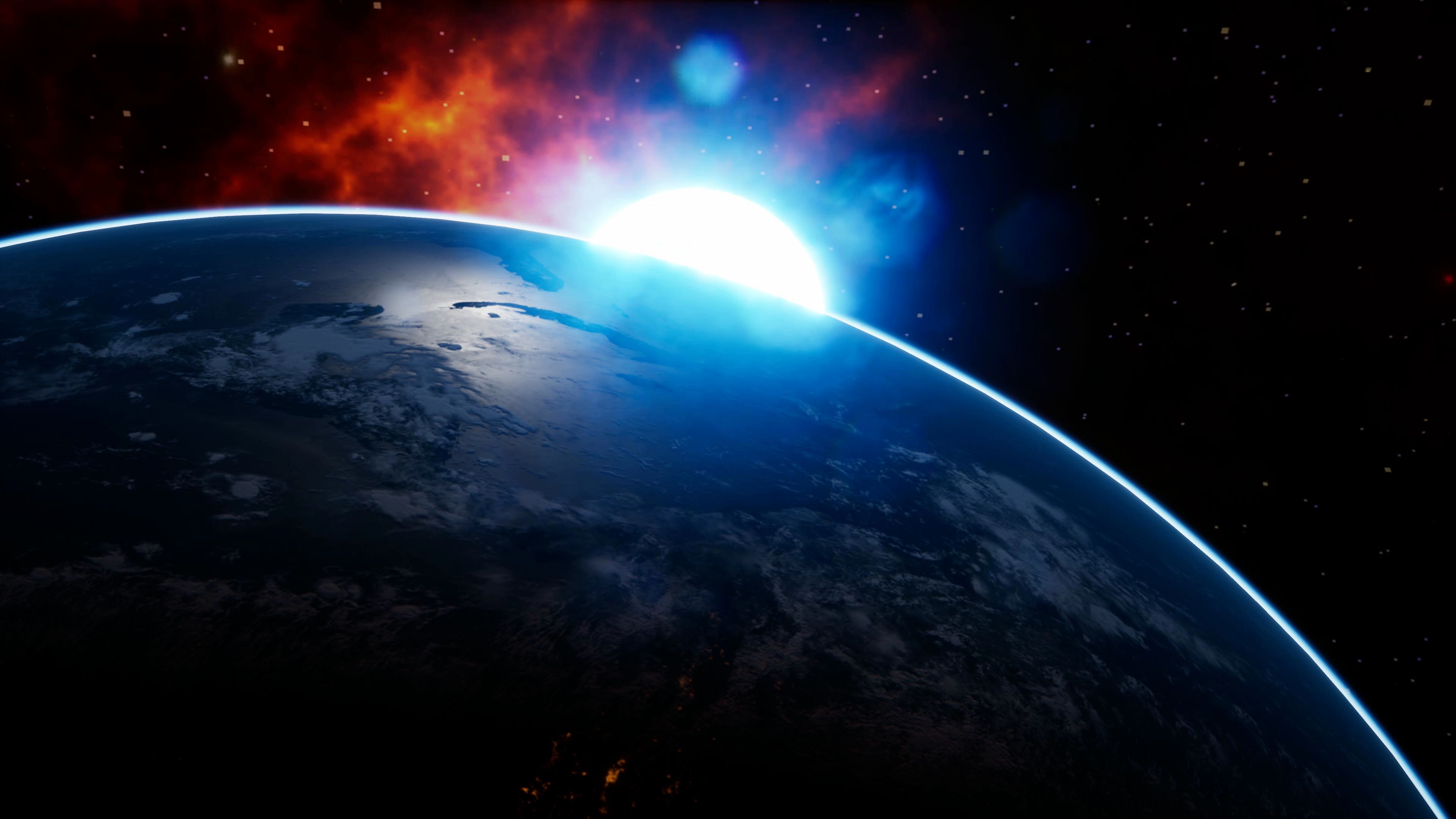 original, absurdres, commentary request, highres, atmospheric layer, earth (planet), motoshi (nzxg7878), no humans, planet, scenery, space, star (sky), sun