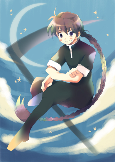 duo maxwell, gundam, gundam wing, tagme, 1990s (style), braid, brown hair, scythe