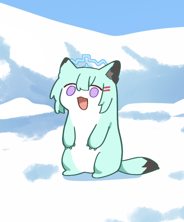 junsuina fujunbutsu, shigure (blue archive), blue archive, 1girl, animal ear fluff, animal ears, blue halo, chestnut mouth, halo, open mouth, purple eyes, smile, solo, standing, tail, weasel, weasel ears, weasel tail