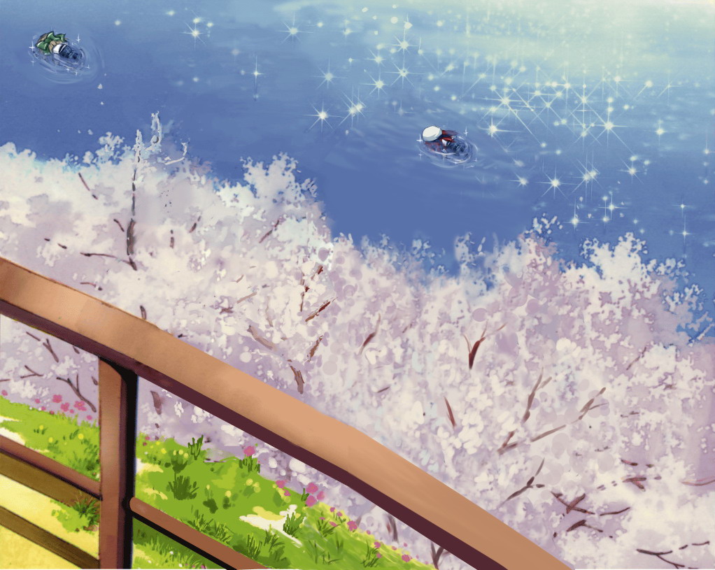 aisia, shirakawa kotori, da capo, da capo i, 00s, 2girls, chibi, landscape, multiple girls, scenery, school uniform, serafuku, swimming