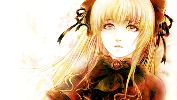 fm77 (artist), shinku, rozen maiden, 00s, blonde hair, dress, hat, long hair, ribbon, solo