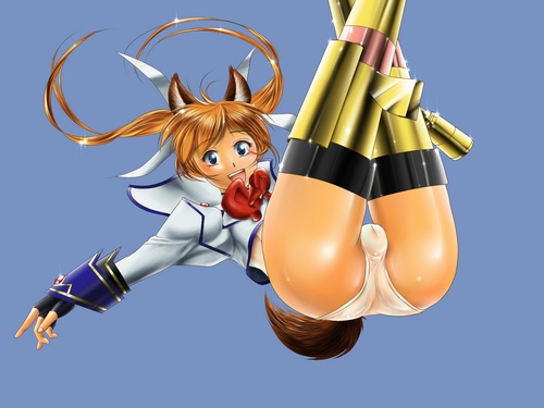 hyotenka ichido, okota, takamachi nanoha, lyrical nanoha, mahou shoujo lyrical nanoha, strike witches, world witches series, lowres, 00s, 1girl, female focus, oekaki, panties, pantyshot, solo, striker unit, underwear