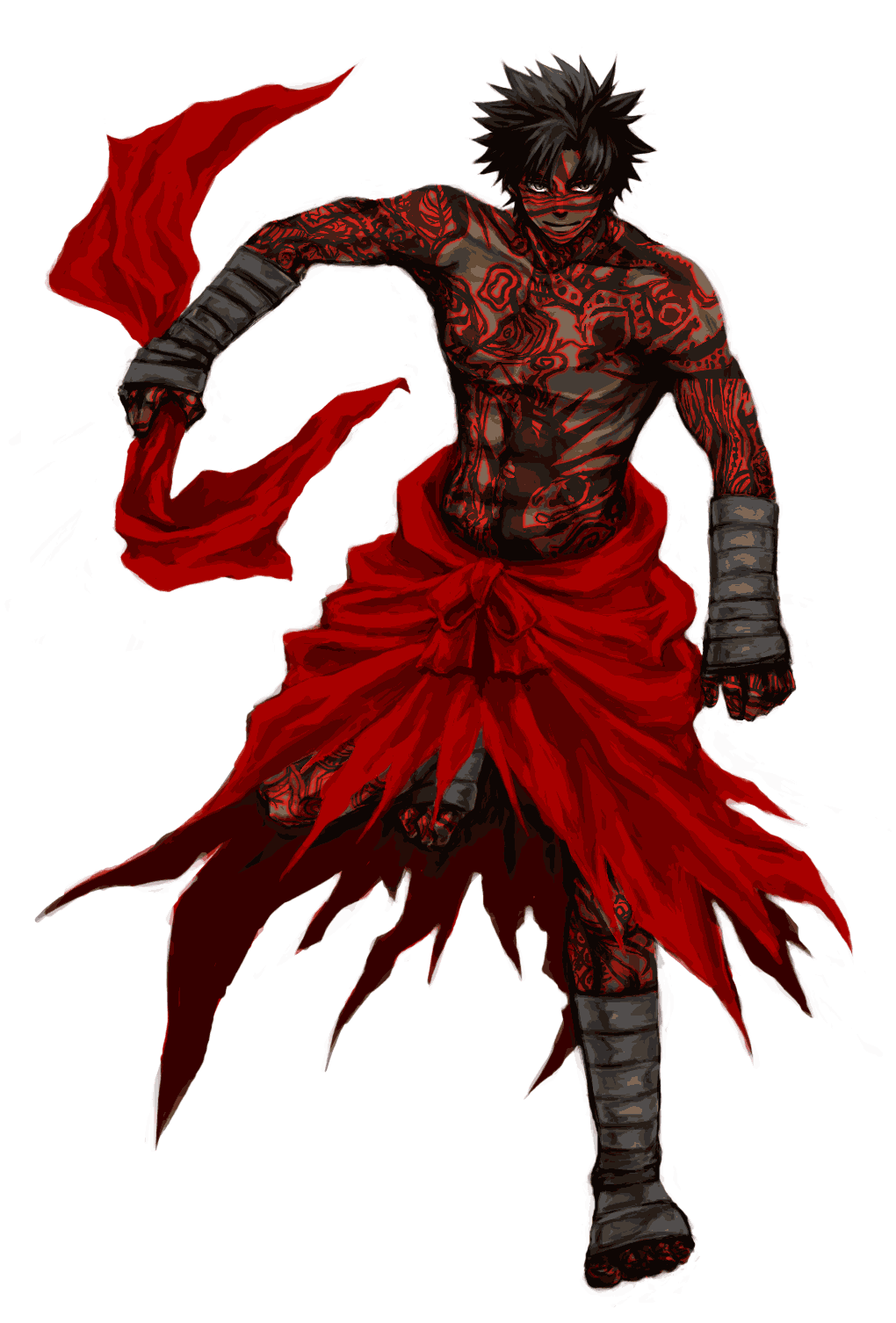 naba (manson178), angra mainyu (fate), fate/hollow ataraxia, fate/stay night, fate (series), highres, 00s, 1boy, bodypaint, full-body tattoo, full body, male focus, solo, tattoo, topless male, transparent background