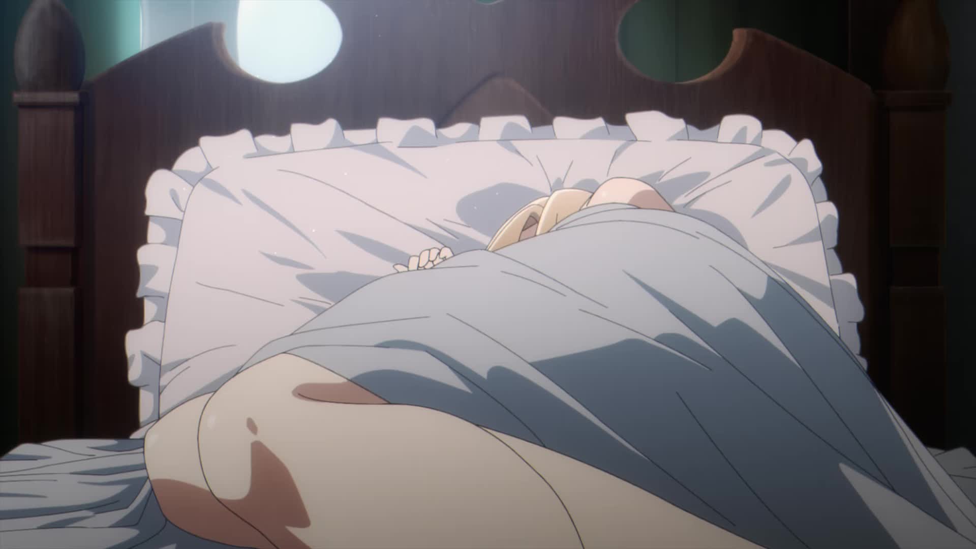 lorraine vivie, nozomanu fushi no boukensha, animated, highres, tagme, video, 1girl, bed, breasts, cleavage, large breasts, long hair, nude, solo