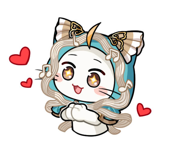 momo (nikki), infinity nikki, nikki (series), artist request, official art, + +, ahoge, animal, aqua cloak, blush stickers, brown eyes, cat, cloak, clothed animal, cropped torso, ear covers, excited, happy, heart, hood, hood up, hooded cloak, musical note, official alternate costume, open mouth, own hands together, smile, sparkling eyes, transparent background, whiskers, white cat