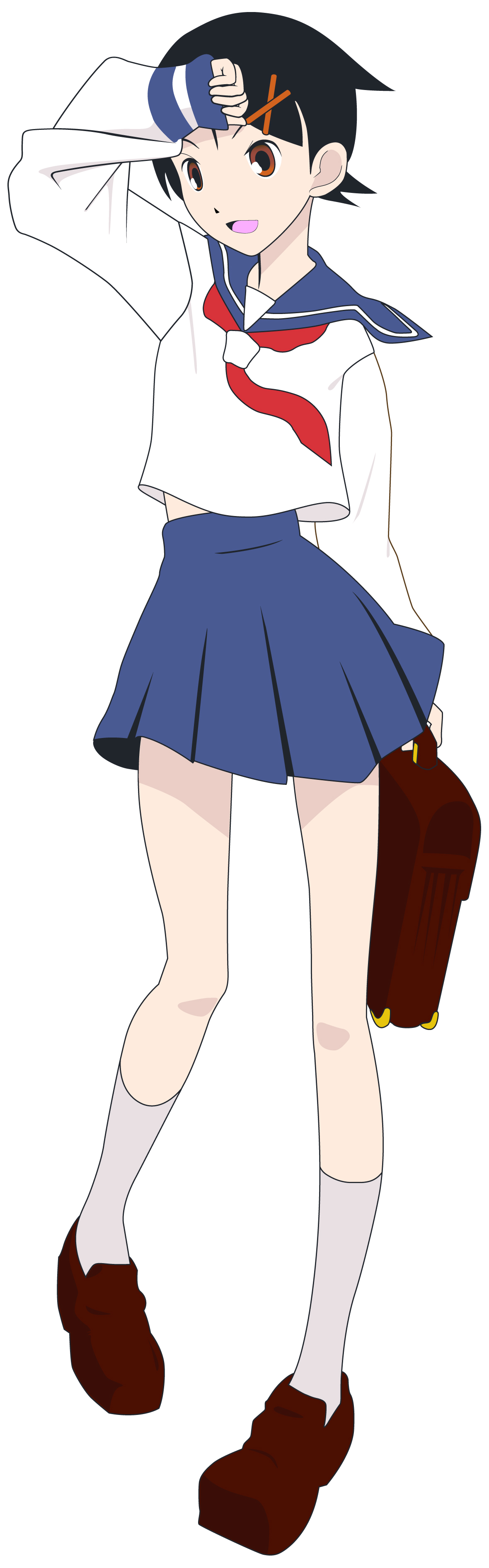 fuura kafuka, sayonara zetsubou sensei, absurdres, highres, long image, non-web source, tall image, 00s, school uniform, serafuku, solo