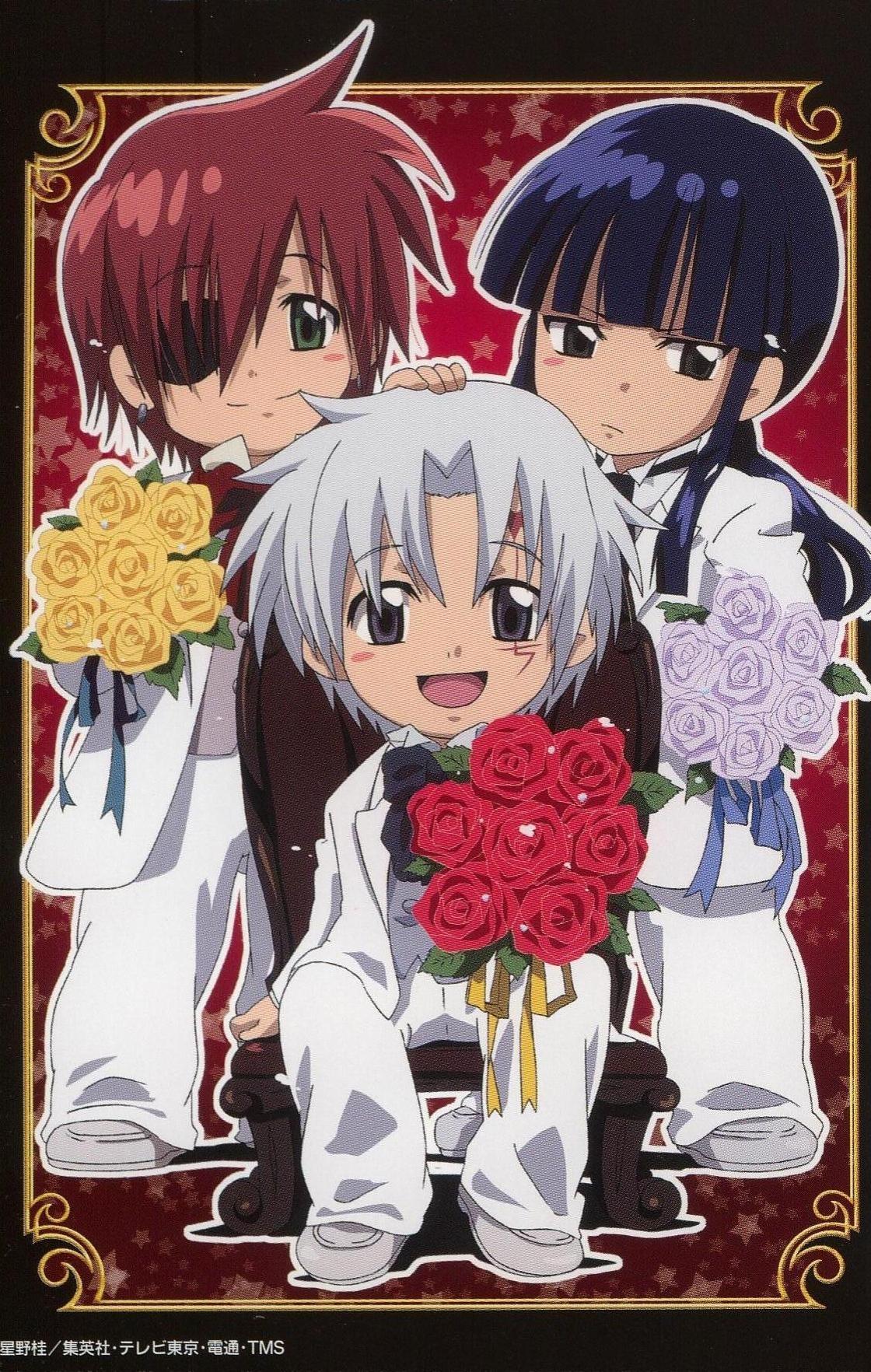 allen walker, kanda yuu, lavi, d.gray-man, highres, scan, 00s, 3boys, chibi, male focus, multiple boys