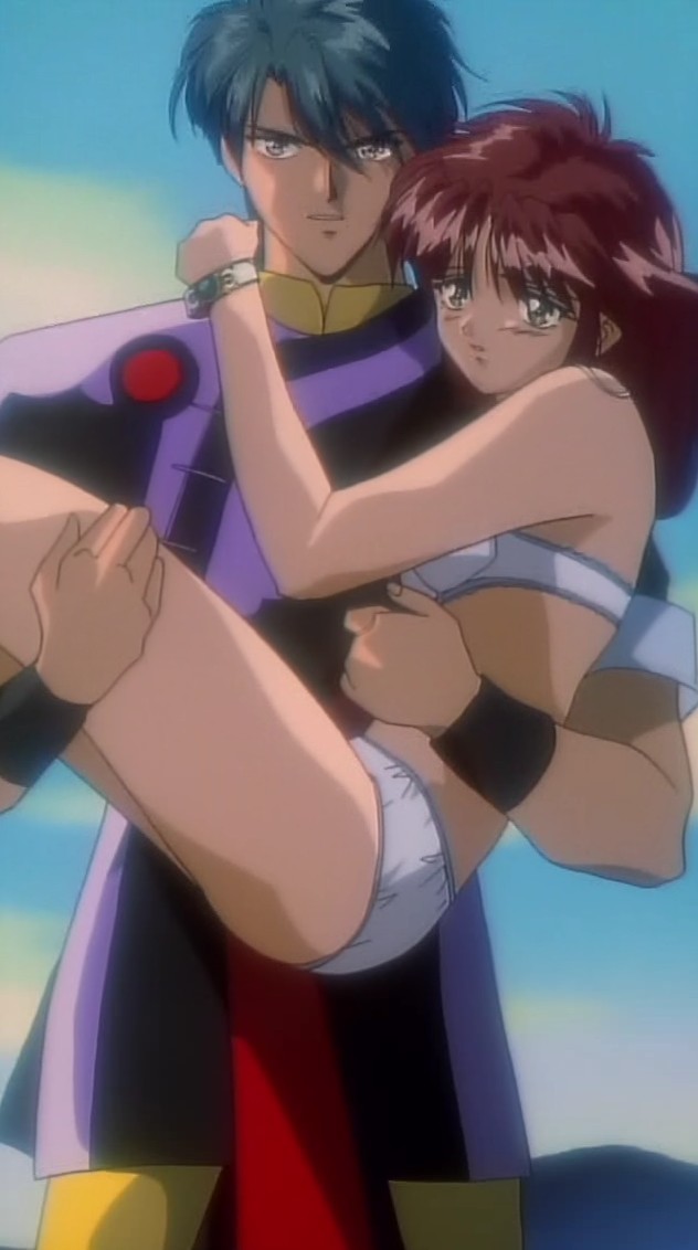 tamahome, yuuki miaka, fushigi yuugi, screencap, anime screenshot, 1990s (style), 1boy, 1girl, bra, bracelet, jewelry, lingerie, panties, retro artstyle, underwear