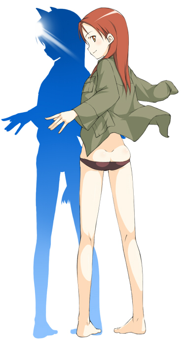 hamao, minna-dietlinde wilcke, strike witches, world witches series, 00s, 1girl, ass, barefoot, feet, female focus, legs, long legs, lowleg, lowleg panties, panties, pigeon-toed, solo, underwear