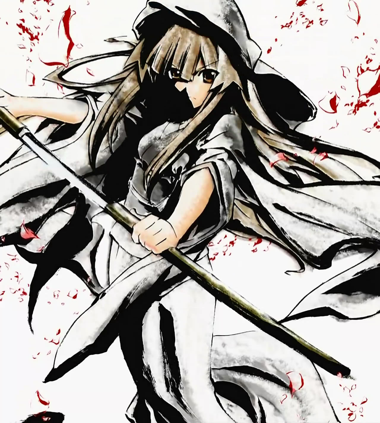 seto sun, seto no hanayome, anime screenshot, highres, stitched, third-party edit, 00s, solo, sword, weapon