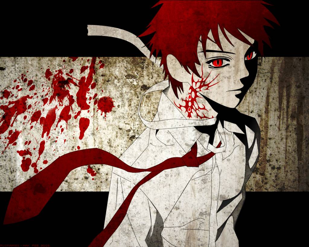 aono tsukune, rosario+vampire, 00s, 1boy, blood, male focus, red eyes, red hair, solo, upper body