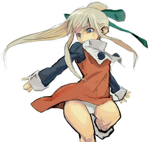 kotoyama, roll (mega man), capcom, mega man (classic), mega man (series), silver hair, bad id, bad pixiv id, 1girl, blue eyes, female focus, panties, red skirt, skirt, solo, underwear, white panties