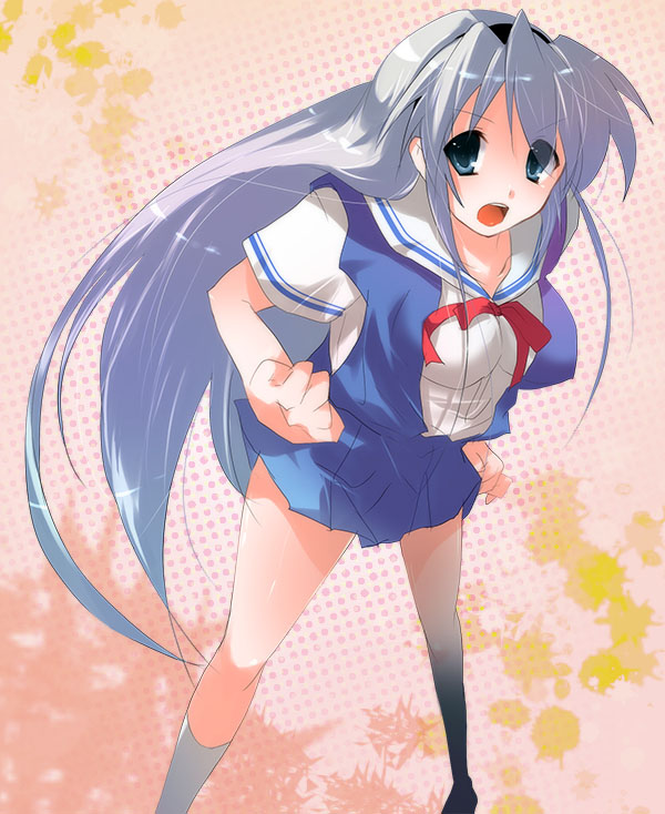 kurohara yuu, sakagami tomoyo, clannad, 00s, long hair, school uniform, serafuku, solo, very long hair