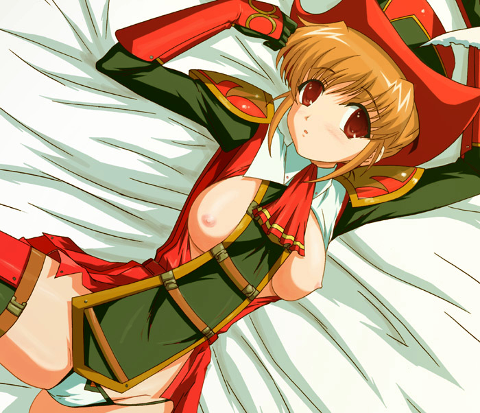 final fantasy, final fantasy xi, tagme, 00s, breasts, cameltoe, gauntlets, hat, hume, lying, panties, spread legs, thighhighs, underwear