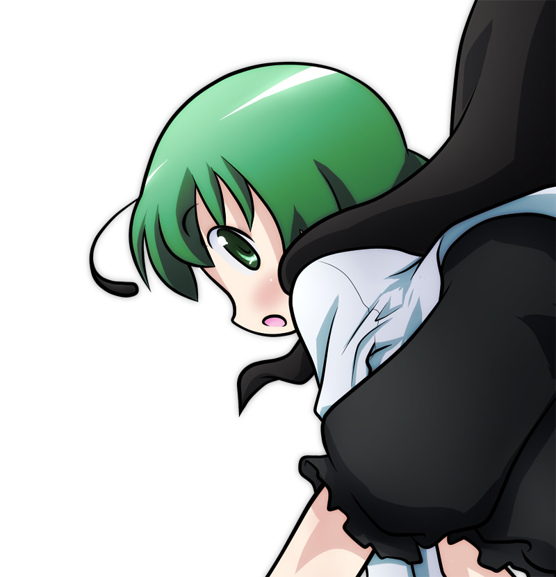 kusaba, kusaba (kusabashiki), wriggle nightbug, touhou, derivative work, vector trace, 1girl, antennae, blush, cape, female focus, green eyes, green hair, matching hair/eyes, open mouth, solo, white background