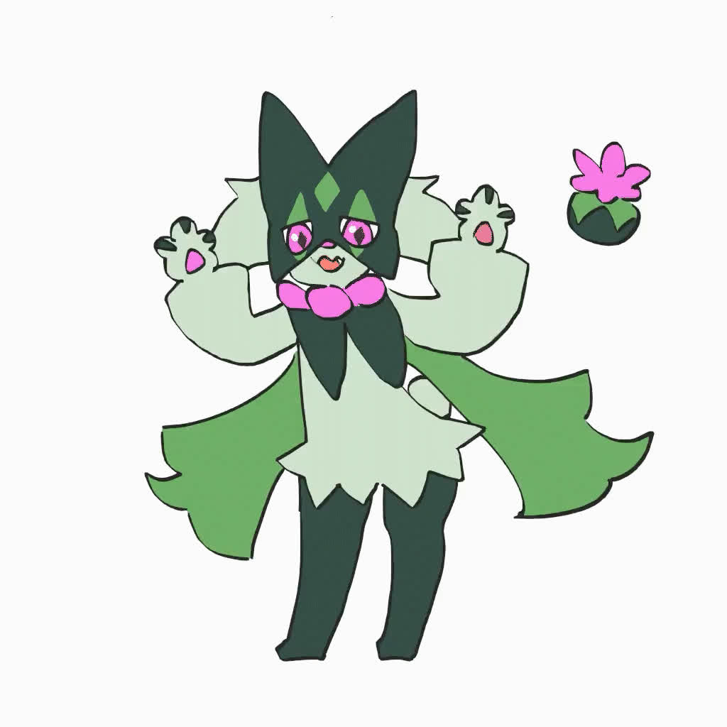 cchhii3, meowscarada, nintendo, pokemon, animated, looping animation, tagme, video, 1other, :3, animal hands, animal nose, body fur, dancing, fang, flat color, floating, floating object, green fur, green hair, hands up, happy, looking at viewer, open mouth, other focus, pawpads, pink eyes, pokemon (creature), short hair, short tail, simple background, smile, solo, tail, two-tone fur, white background