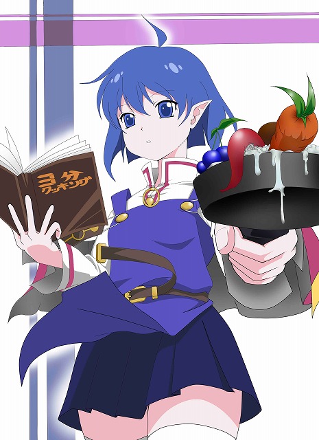 da neko, rena lanford, star ocean, star ocean: the second story, bad id, bad pixiv id, blue hair, book, short hair, skirt, thighhighs