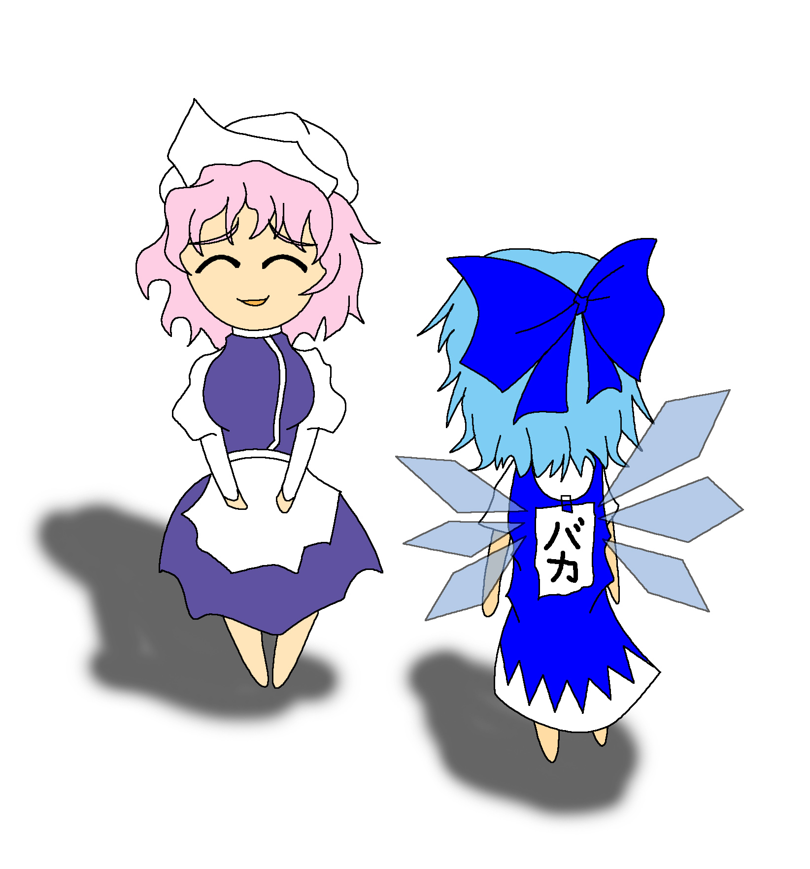 cirno, letty whiterock, touhou, bad id, bad pixiv id, highres, translated, 2girls, female focus, multiple girls, prank
