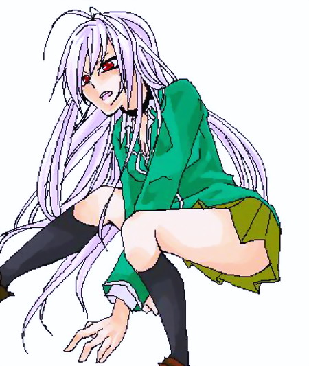 akashiya moka, inner moka, rosario+vampire, tagme, 00s, 1girl, female focus, long hair, red eyes, simple background, solo, vampire, white background