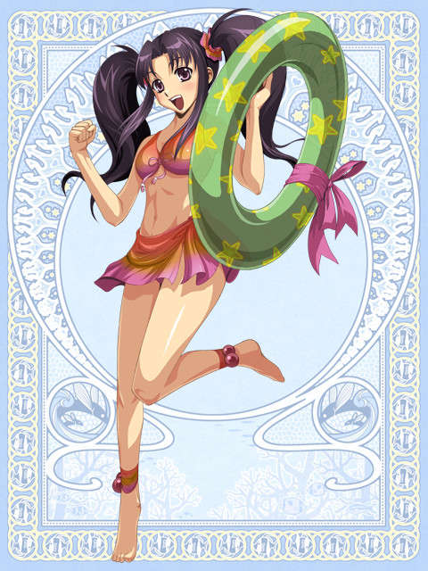 original, tagme, bikini, black hair, innertube, solo, swim ring, swimsuit, twintails