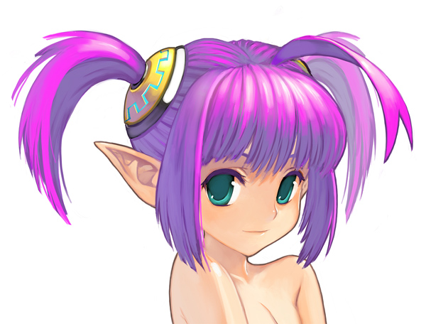kamdia, original, 1girl, aqua eyes, elf, female focus, pink hair, pointy ears, solo