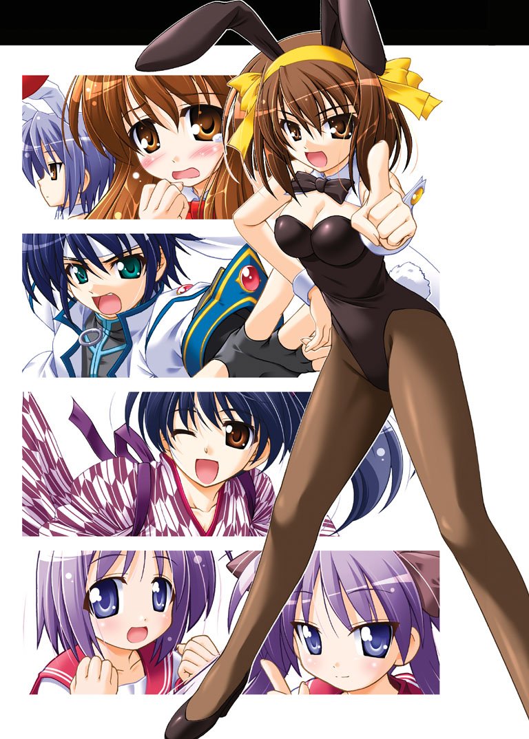 asahina mikuru, nagato yuki, suzumiya haruhi, lucky star, suzumiya haruhi no yuuutsu, tagme, 00s, crossover