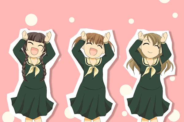 fukuzawa yumi, shimazu yoshino, toudou shimako, maria-sama ga miteru, animated, animated gif, 00s, caramelldansen