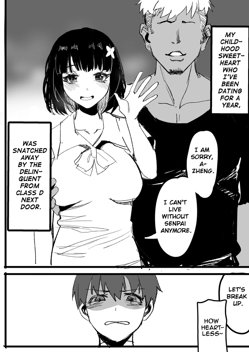 original, hard-translated, highres, third-party edit, translated, 1girl, 2boys, english text, faceless, faceless male, multiple boys, netorare