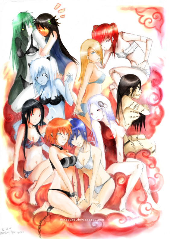 watapoku, deidara, hidan, hoshigaki kisame, kakuzu, konan, pain (naruto), sasori, tobi (naruto), uchiha itachi, zetsu, naruto shippuuden, naruto, silver hair, simple backround, yello eyes, akatsuki (naruto), bandages, bdsm, bikini, black hair, blonde hair, blue eyes, blue hair, blush, bondage, breasts, brown hair, choker, cloud, cuffs, doll joints, fish, genderswap, green eyes, green hair, grey eyes, hair ornament, hairpin, long hair, mask, monster girl, nipples, one-piece swimsuit, orange hair, pantyhose, patch, piercing, ponytail, purple eyes, red eyes, red hair, rinnegan, sarashi, school swimsuit, school uniform, shark, short hair, spiked hair, stitches, swimsuit, white eyes, white hair