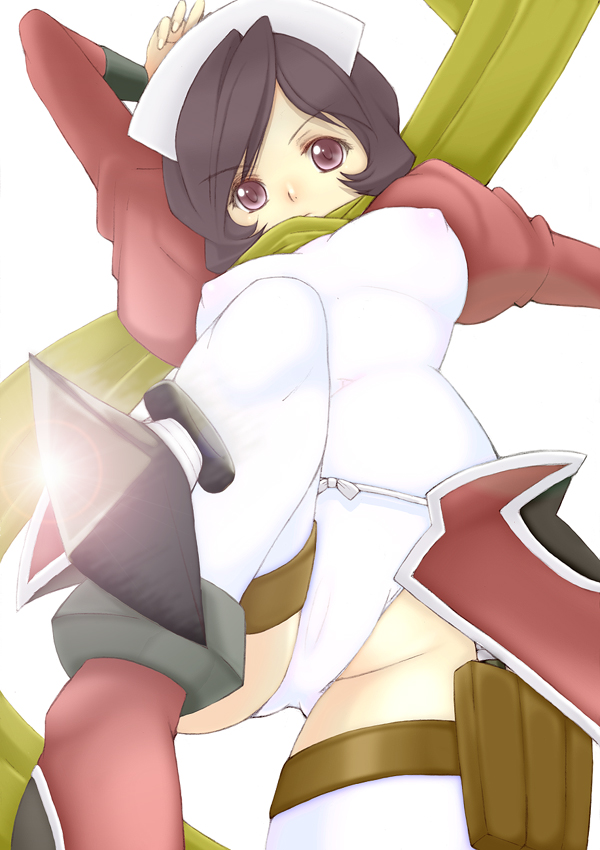 kannagi kaname, shinozaki sayoko, code geass, bad id, bad pixiv id, 00s, formal clothes, knife, kunai, maid, ninja, solo, suit, thigh strap, thighhighs, weapon