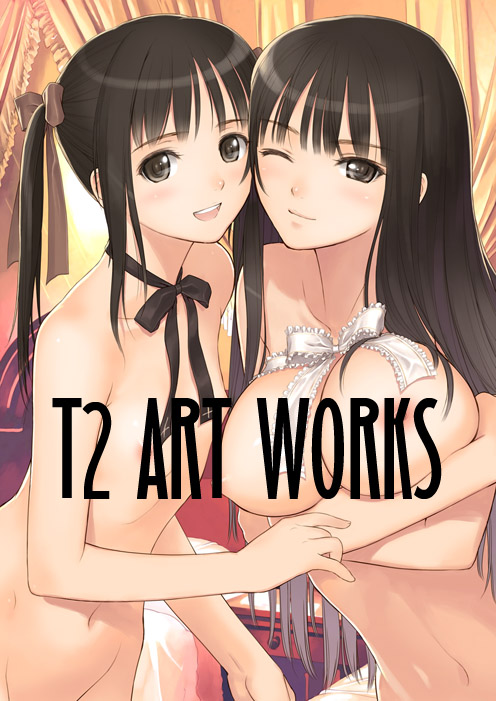 tanaka takayuki, original, blush, bow, breasts, brown eyes, brown hair, flat chest, long hair, twintails, wink