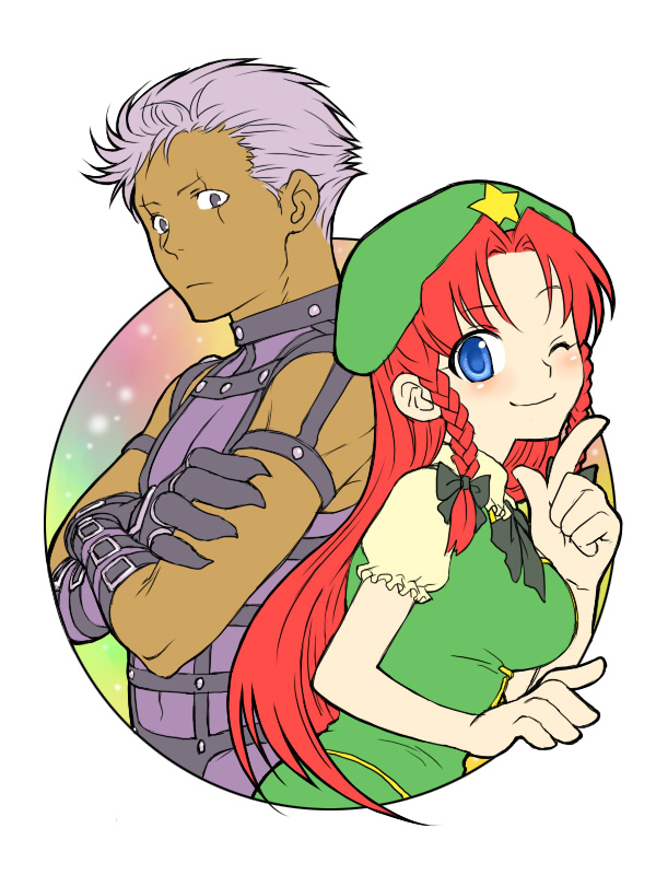 esaka, hong meiling, krizalid, m.u.g.e.n, snk, the king of fighters, touhou, bad id, bad pixiv id, 1boy, 1girl, couple, crossover, hetero