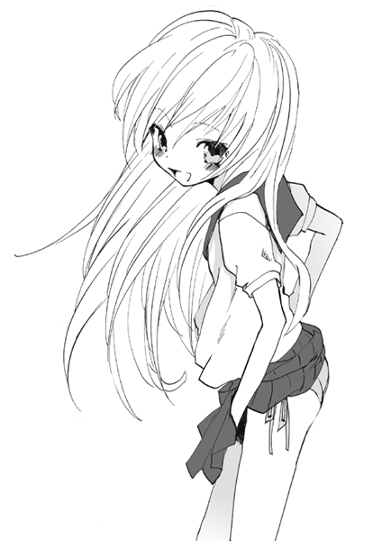 kuroda bb, original, clothes lift, greyscale, monochrome, panties, school uniform, serafuku, side-tie panties, skirt, skirt lift, solo, underwear