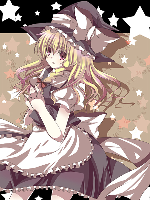 kokoro na, kirisame marisa, touhou, bad id, bad pixiv id, 1girl, blonde hair, female focus, hat, solo, witch, witch hat