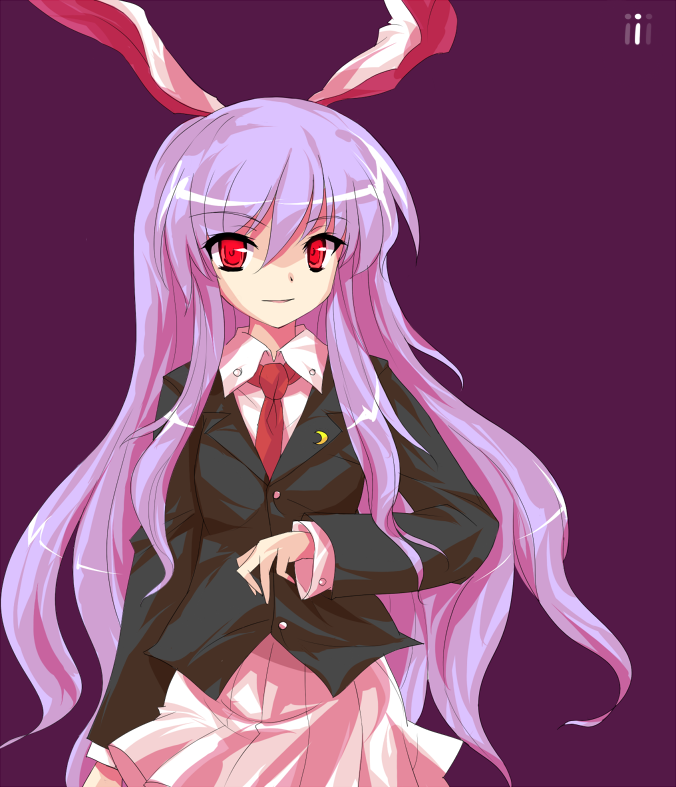 ideolo, reisen udongein inaba, touhou, 1girl, alphes (style), animal ears, blazer, female focus, jacket, long hair, parody, purple hair, rabbit ears, skirt, solo, style parody, very long hair