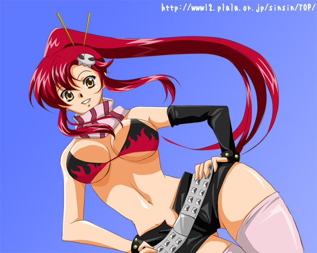yoko littner, tengen toppa gurren lagann, 00s, gloves, scarf, thighhighs