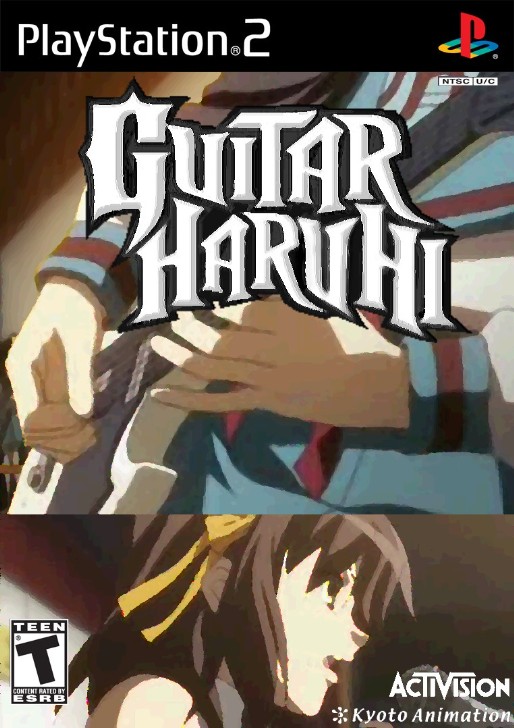 guitar hero, suzumiya haruhi no yuuutsu, tagme, guitar, instrument, parody
