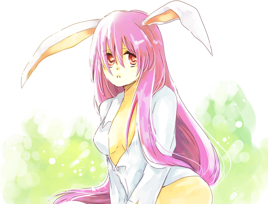 eden000, reisen udongein inaba, touhou, bad id, bad pixiv id, 1girl, animal ears, female focus, long hair, purple hair, rabbit ears, shirt, solo