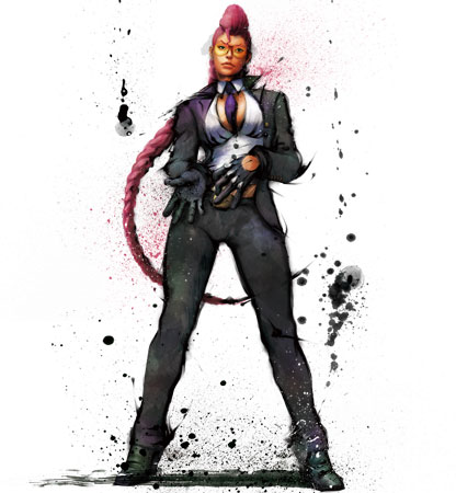 ikeno daigo, crimson viper, capcom, street fighter, street fighter iv (series), lowres, official art, braid, formal clothes, suit